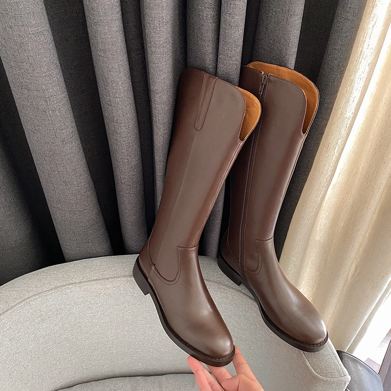 Женские сапоги до колена из натуральной кожи на платформе размеры 34-43 | Обувь