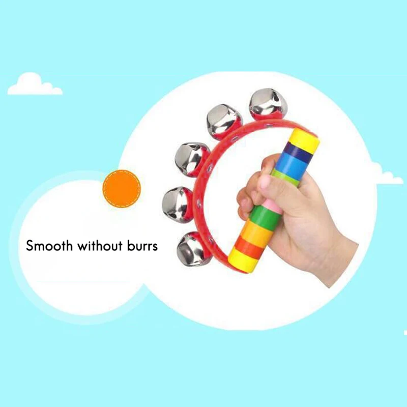 

Baby Toys Baby Rattle Bells Rattle Wooden Handbell Musical Instruments for Children and Babies