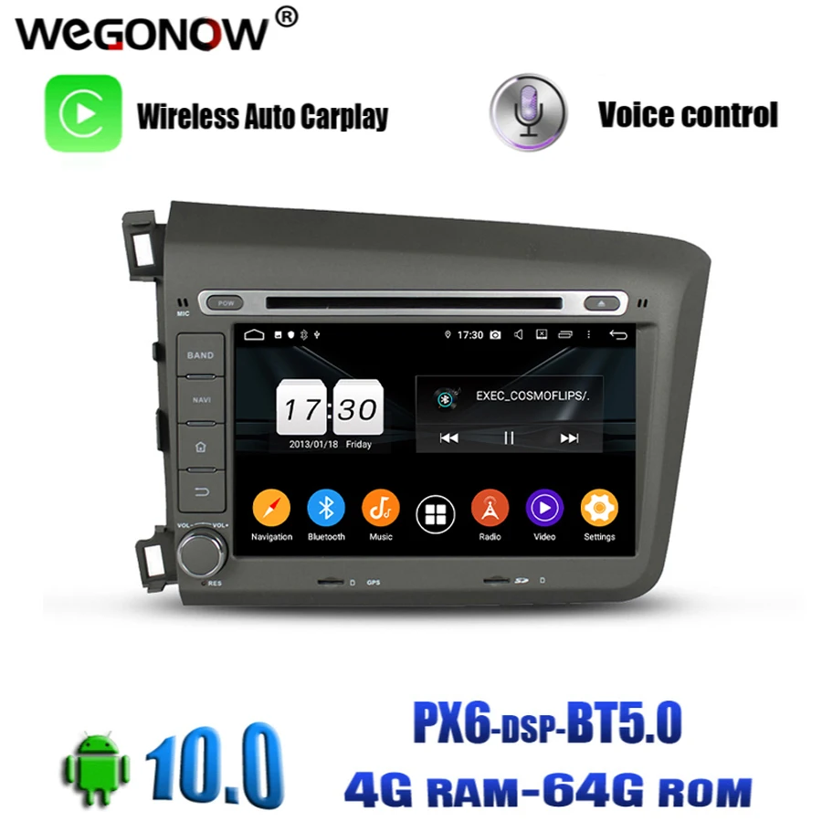 Автомобильный DVD-плеер PX6 DSP TDA7851 Android 10 0 64 Гб ПЗУ Восьмиядерный GPS карта RDS радио Wi-Fi