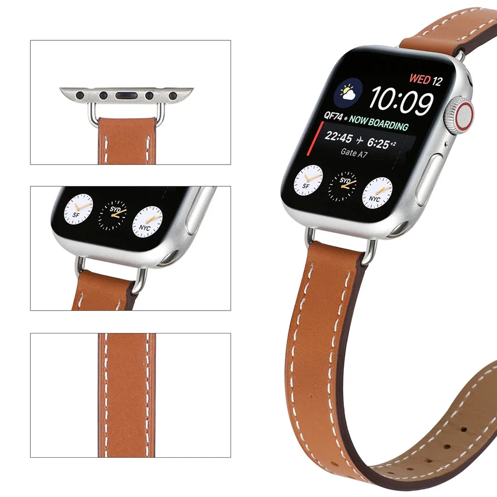 Тонкий кожаный ремешок Swift для Apple Watch 7 6 41 мм 45 женский браслет iWatch 5 4 3 SE Series 44 40 42 38 |