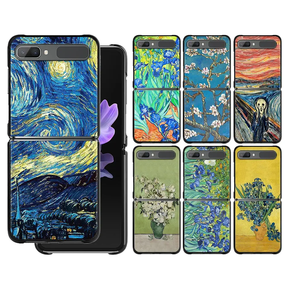 

Phone Case For Samsung Galaxy Z Flip3 z flip 3 5G PC Cases for Samsung Z Flip Black Shell Hard Fundas Van Gogh Starry Sky Art