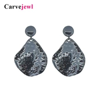 carvejewl post earrings hammered surface irregular tear drop round dangle earrings for women jewelry girl gift fashion earring