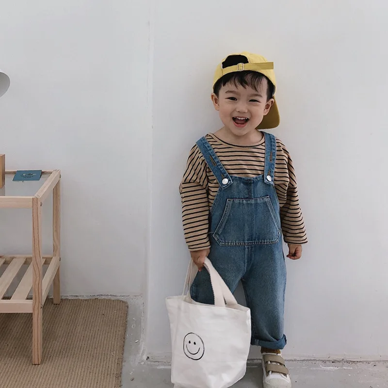Модный хлопковый джинсовый комбинезон в Корейском стиле для мальчиков 2 цвета