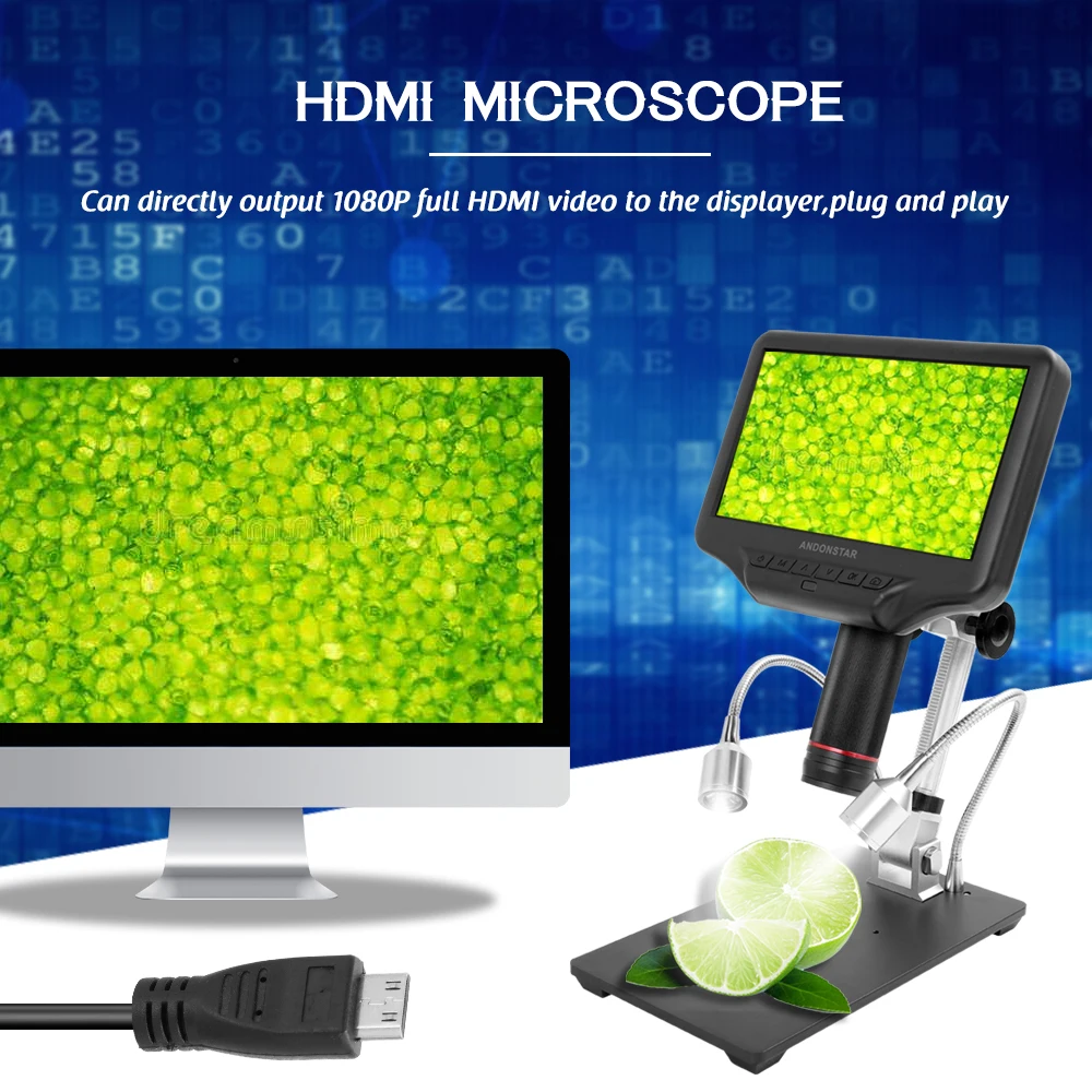 Цифровой 3d микроскоп Andonstar AD407 7 дюймовый экран 270X 1080P высокой четкости паяльные