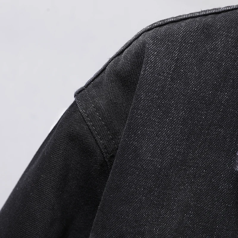 

2021 Spring and Autumn Men's Classic Black Slim Casual Denim Jacket Jeans Jacket Printed Streetwear Clothes Wild Cotton