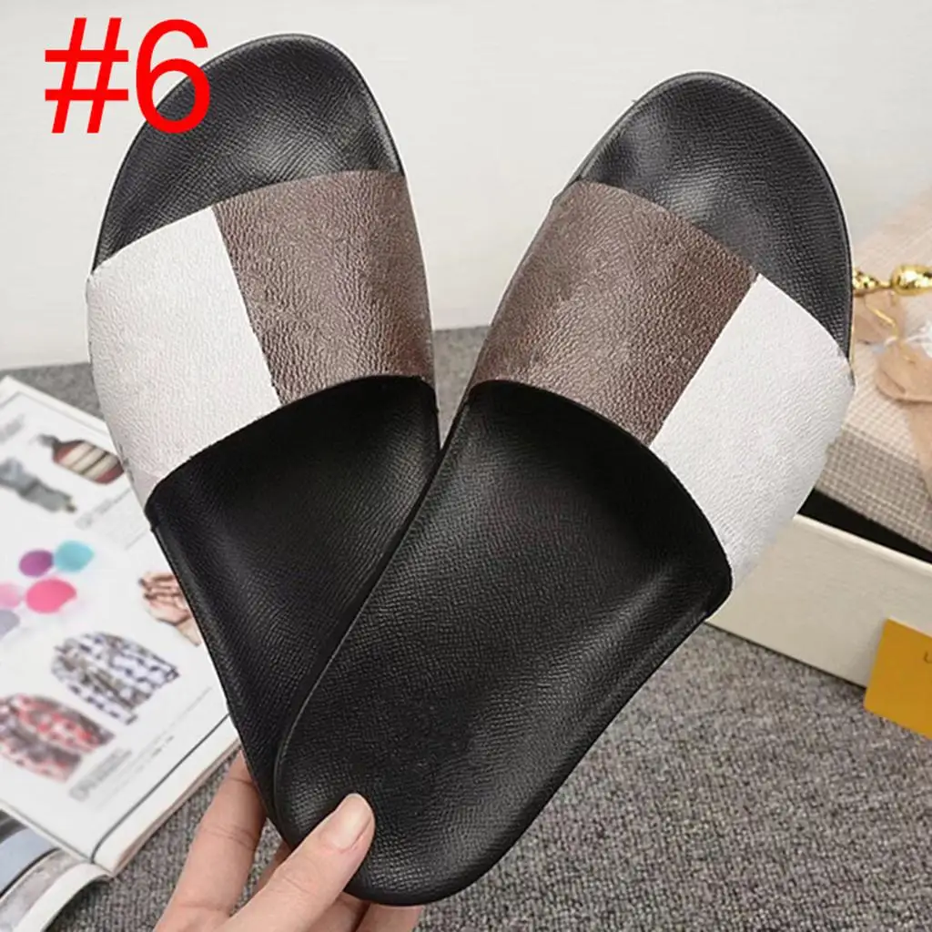 

New Women Slides Sandals men Print Patent Leather Brand On-trend Slide Sandal Lady Canvas Letter Anatomic Leather Outsole Design