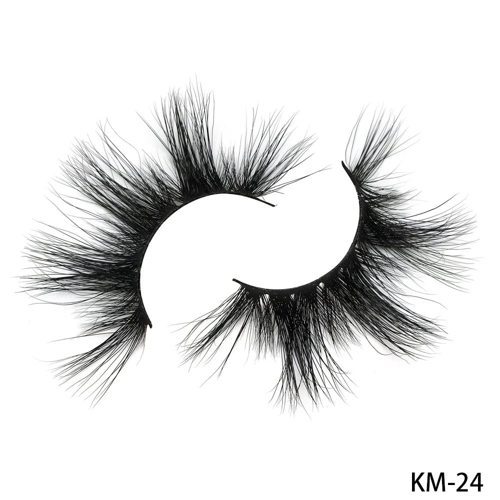 Золотые разматывающиеся KM 24 объемные длинные настоящие норковые ресницы оптом