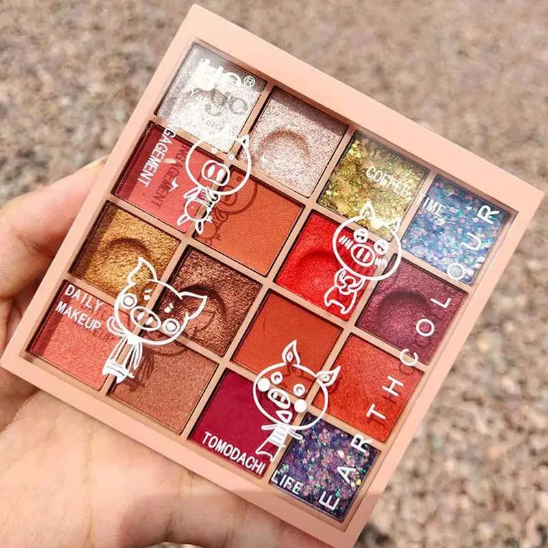 Палитра теней для макияжа 16 оттенков блестящие пигментированные тени век| |