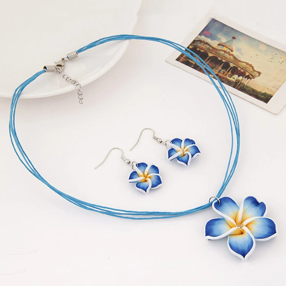 Винтажные женские серьги висюльки с гавайским цветком многослойное ожерелье из