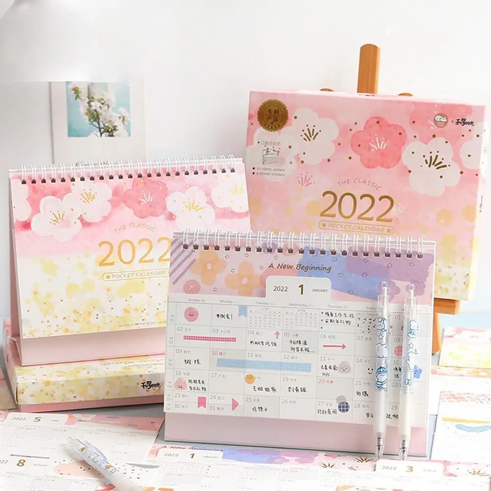 

2022 год, карманный настольный календарь, настольное хранилище, декоративный план, часы с календарем, подарок для девочек, милый школьный офис...
