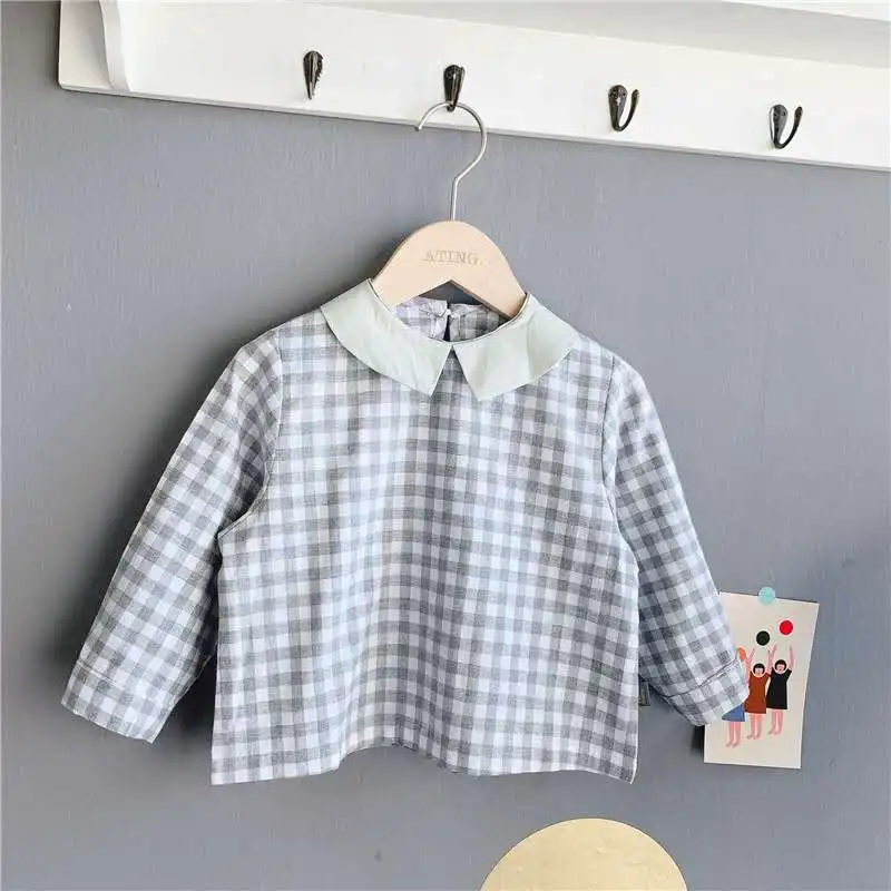 Весна 2020 детская одежда новые продукты Корейская рубашка в клетку для