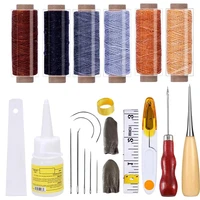 kaobuy 22pcs%c2%a0leather craft starter kit and supplies leather thread upholstery sewing needles liquid glue instructions