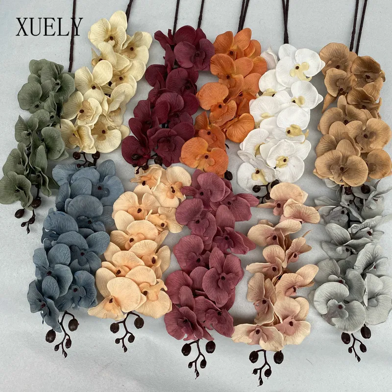 Большая Осенняя ветка 97 см 9 головок 3D печать фаленопсис 10 цветов имитация цветка