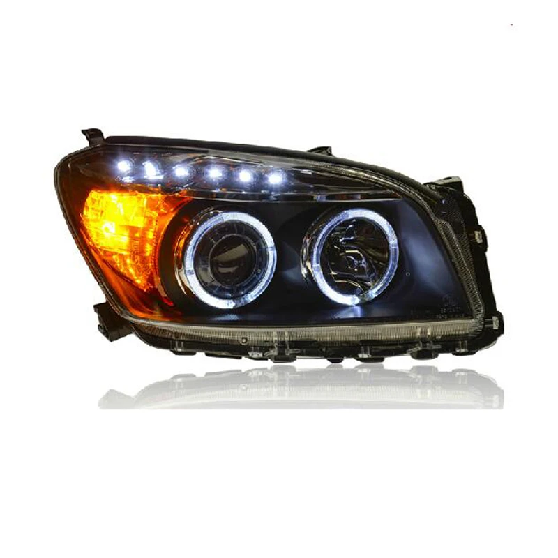Двойные светодиодсветодиодный биксеноновые фары Angel Eyes для Toyota RAV4 2009 2011|headlights