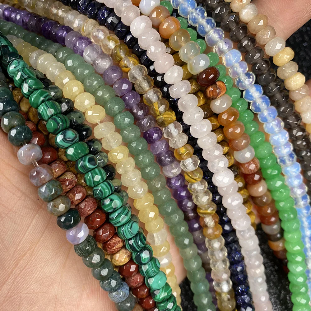 

98Pcs Natural Stone Beads Abacus Section Semi-precious Loose Beads For DIY Necklace Bracelet Handiwork Jewelry Accessory Making