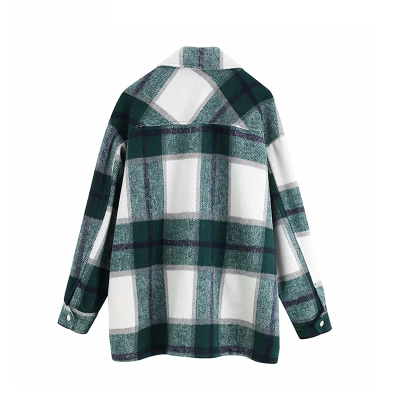 

Vintage Stylish Pockets Oversized Plaid Jacket Coat Women 2020 Fashion Lapel Collar Long Sleeve Loose Outerwear Chic Tops
