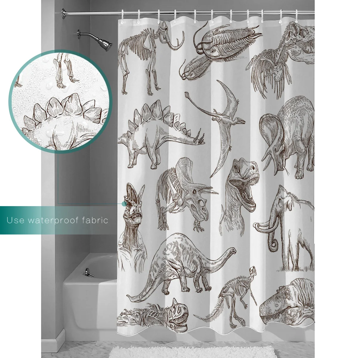 Иллюстрации динозавров мультяшная душевая занавеска для ванной из полиэстера
