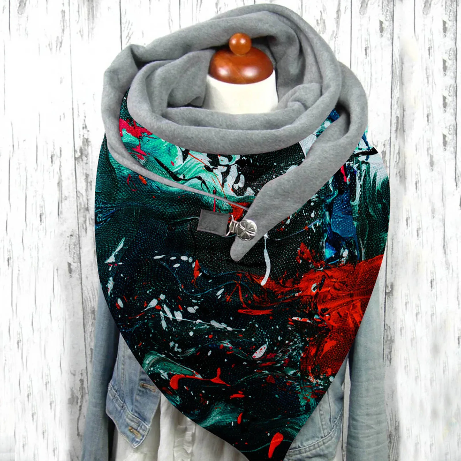 

Elegant Women Scarves Winter Warm Wraps Scarf Ladies Soild Dot Printing Button Soft Wrap Casual Warm Scarves Shawls Female