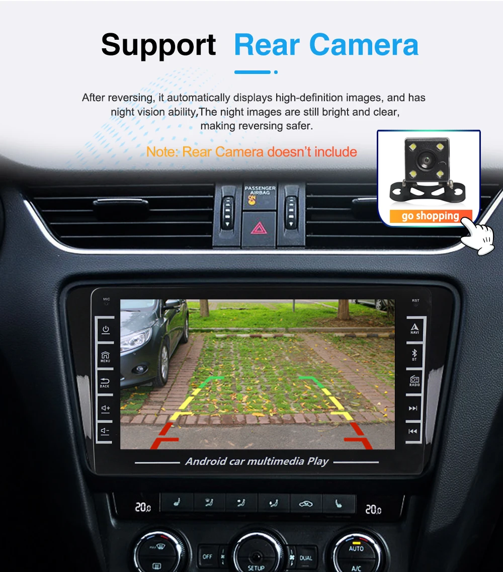 

2Din Android Car Radio Video Stereo Player GPS Navigation For VW Volkswagen SKODA Octavia 2 A5 2007 - 2014 SWC Carplay Camera