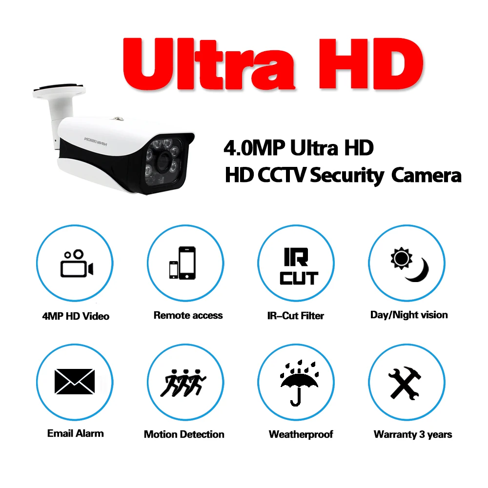 Камера видеонаблюдения HCVAHDN HD CCD 2560*1440P 4 МП 6 инфракрасных ламп|camera system|home security