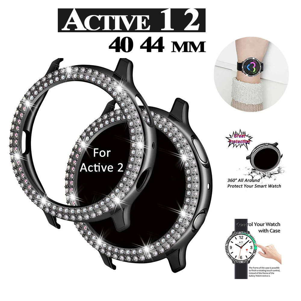 Diamond case for Samsung galaxy watch active 2 1 40 44mm Galaxy Watch active bumper Protector Full coverage Screen Protection