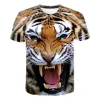Футболка мужская с коротким рукавом и круглым вырезом, забавная Модная приталенная рубашка с 3D-принтом головы тигра, уличная одежда, большой размер, лето