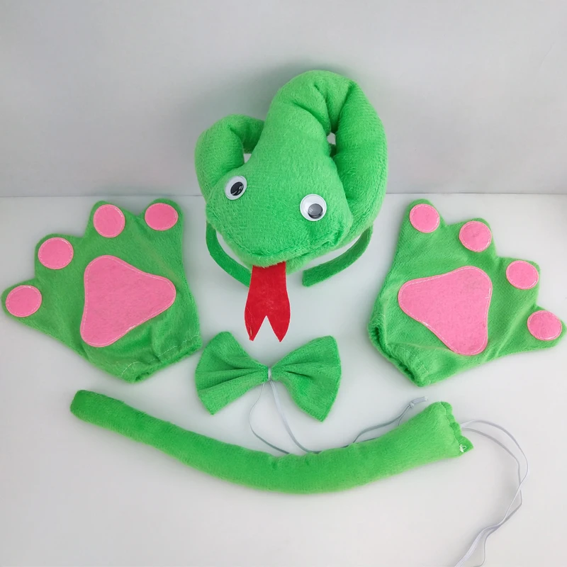 Дети взрослые животные 3D зеленый обруч в виде змеи галстук бабочка хвост