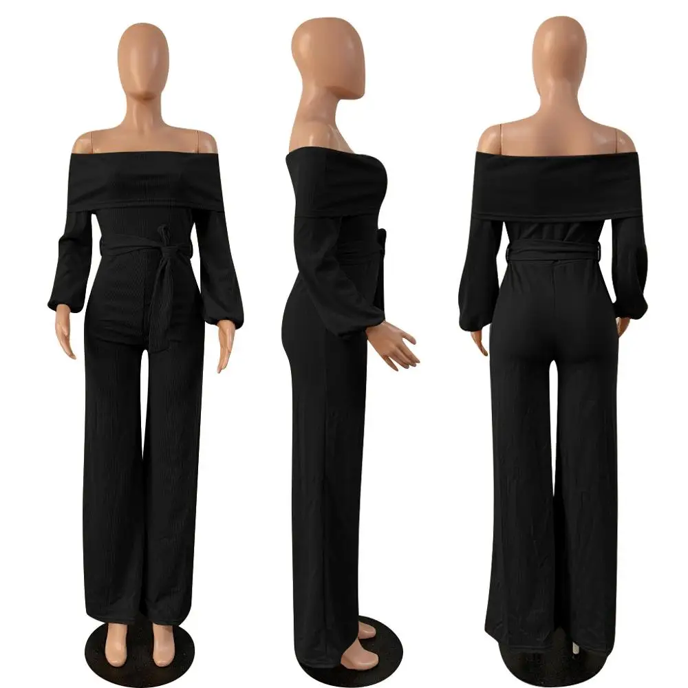 Сексуальный комбинезон с открытыми плечами трикотажный ребристый повязкой