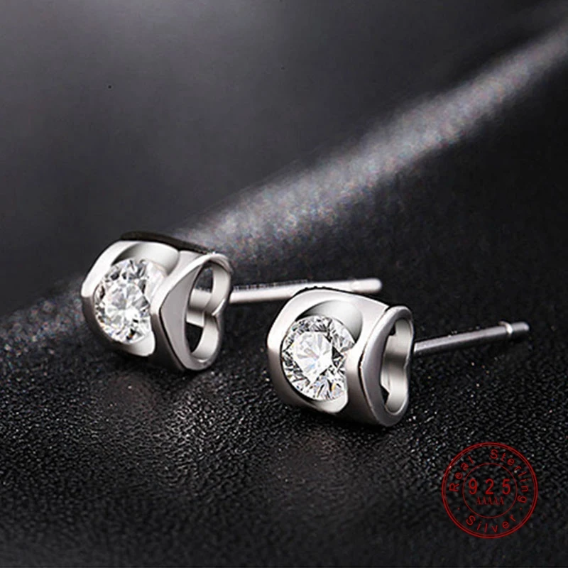 Серьги гвоздики в форме сердца серьги с кубическим цирконием AAA для девочек