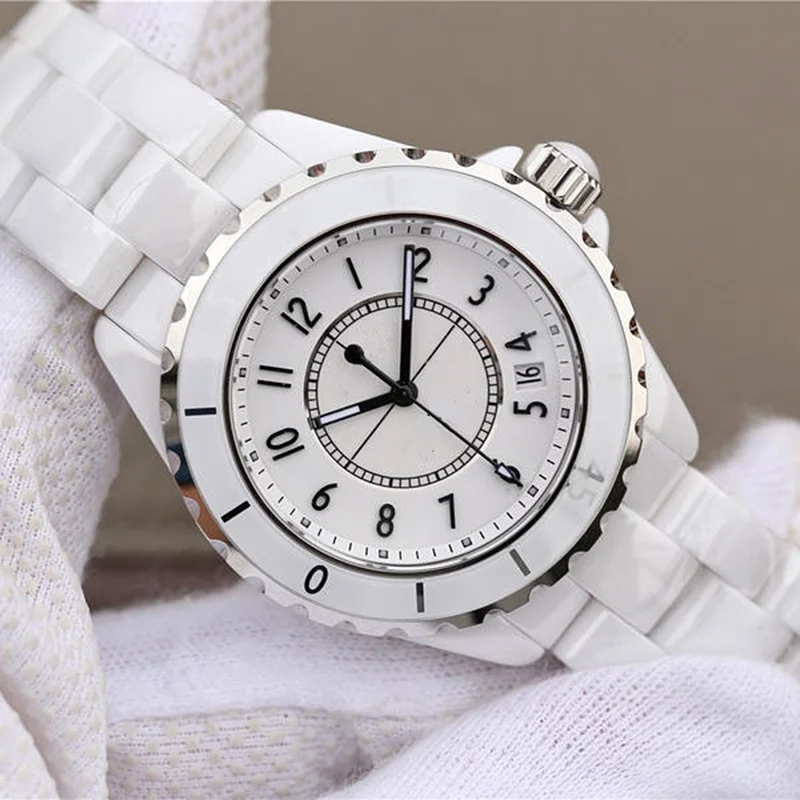 

New Men's Women Couple Watch Luxury Ceramics Sports Quartz Black White Ceramic Classic Vintage Lady Girl Wristwatch