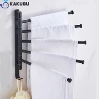 kakugu 2345 arms towel bar with towel hooks black bathroom swing hanger towel rack holder wall mount shelf