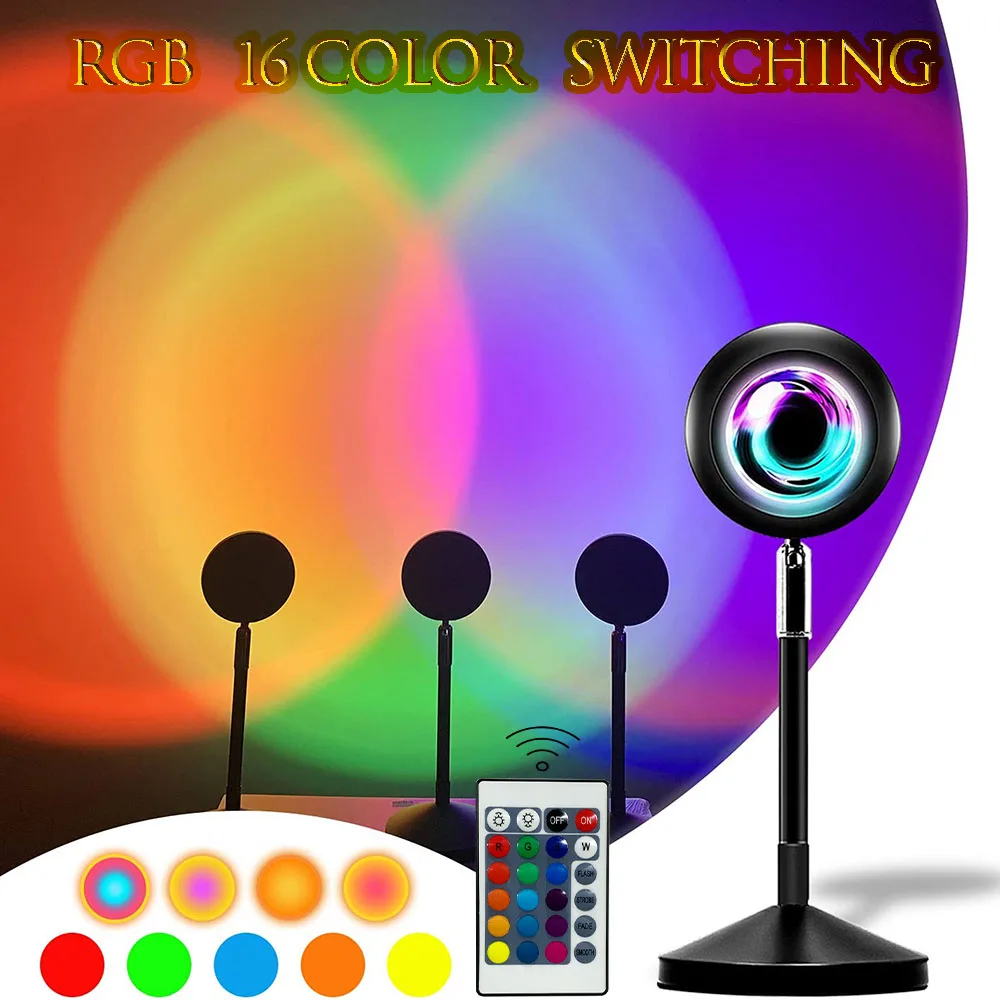 Новая RGB лампа с дистанционным управлением для заката светодиодная проекции