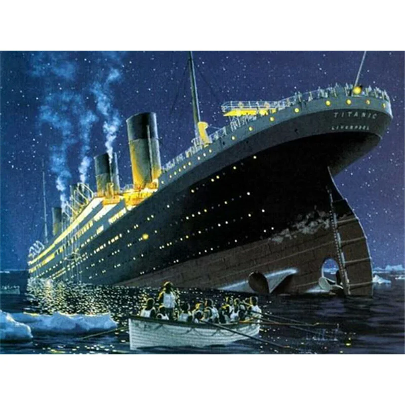 

Diamond painting, 5D DIY full diamond embroidery, square/round diamond inlaid mosaic, home decoration Titanic ship