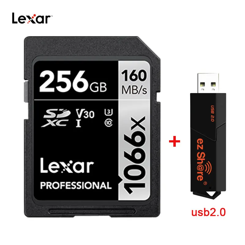 SD-карта Lexar 1066X оригинальная флэш-карта памяти для цифровой камеры 3D 4K до 160 128 ГБ 256