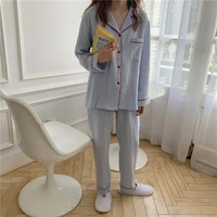new double layer yarn cotton pajamas womens long sleeve cardigan two piece suit in spring and autumn 2020