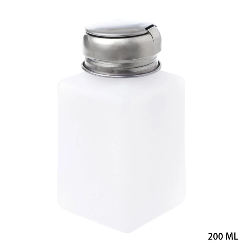 

200ml Nail Polish Makeup Remover Push Down Metal Lid Pump Dispenser Bottle