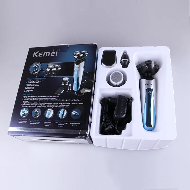 Kemei 3D плавающая Тройная бритвенная машина для всего тела моющий триммер