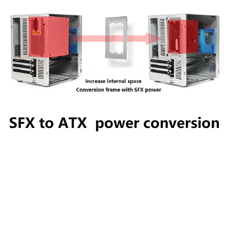 SFX в ATX блок преобразования мощности алюминиевый анодированный кронштейн, черный/серебристый ремешок 4 винта