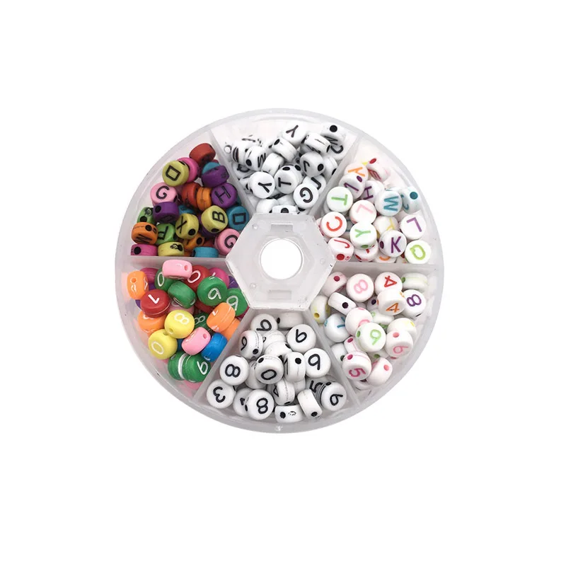 

6 kinds of mixed beaded acrylic numbers and letters jewelry set DIY early childhood education children resin bead material 3*6mm