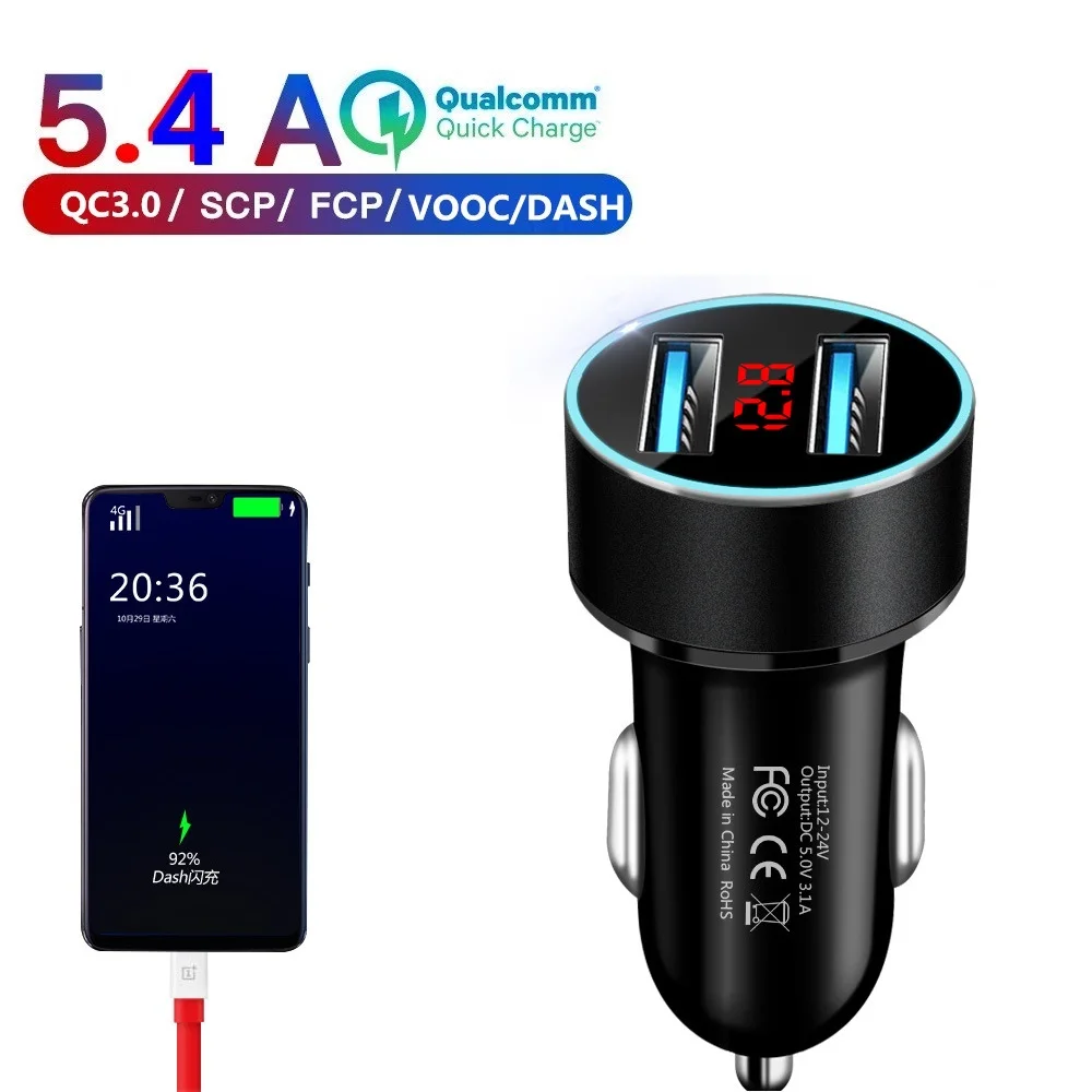 5А автомобильное двойное USB зарядное устройство Быстрая зарядка QC3.0 VOOC DASH мобильный телефон 2 порта Зарядка для iPhone samsung планшет MTK автомобильное зарядное устройство