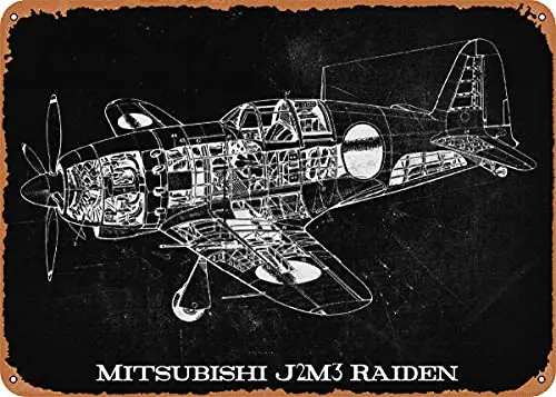 Металлический жестяной знак Mitsubishi J2M3 Raiden, Настенный декор, мужская пещера, военный веер, подарок для дома, бара, паба, декоративные военные постеры 12x8 дюймов