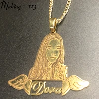 making 123 gold plate cartoon name pendent necklace for kids custom personal photo picture nameplate pendent for family gifts