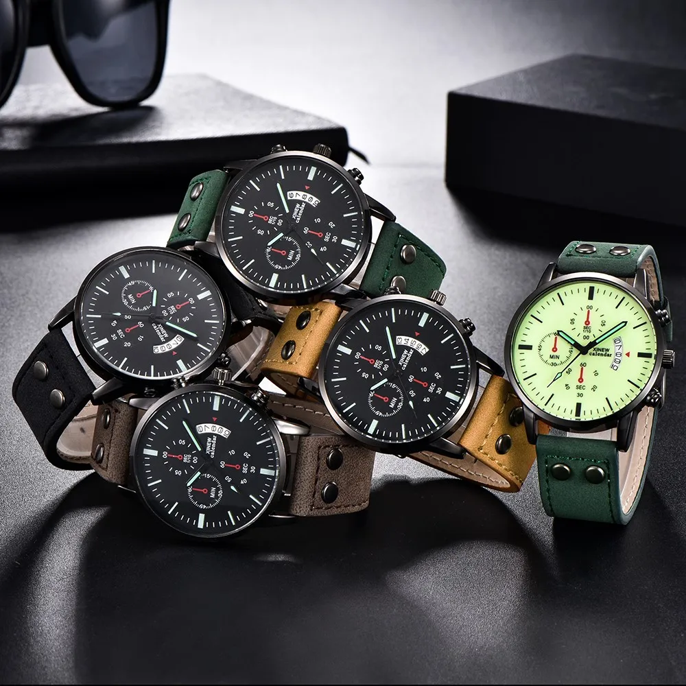 2020 часы мужские роскошные модные спортивные нержавеющая сталь Чехол кожаный
