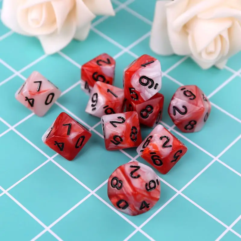 

10pcs/set 10 Sided D10 Polyhedral Dices Numbers Dials Desktop Table Board Game