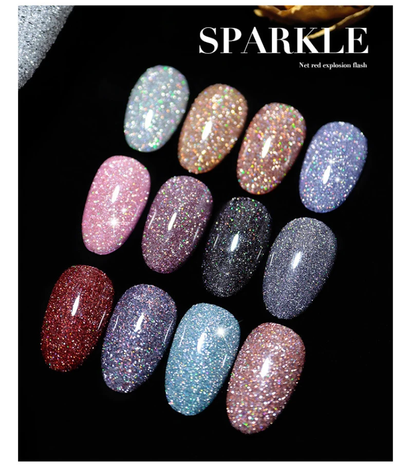 

Светоотражающий Блестящий Алмазный лак для ногтей Ennisy, блестящий Гель-лак для ногтей, украшение для ногтей TSLM2