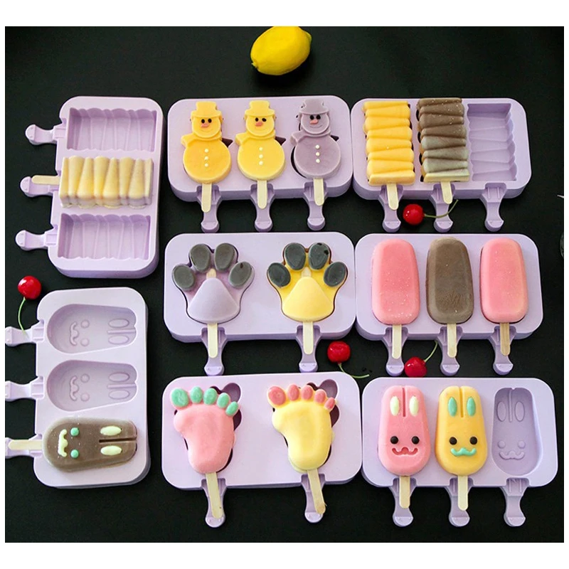 Пищевая силиконовая форма льда для мороженого с крышкой формы морозильной