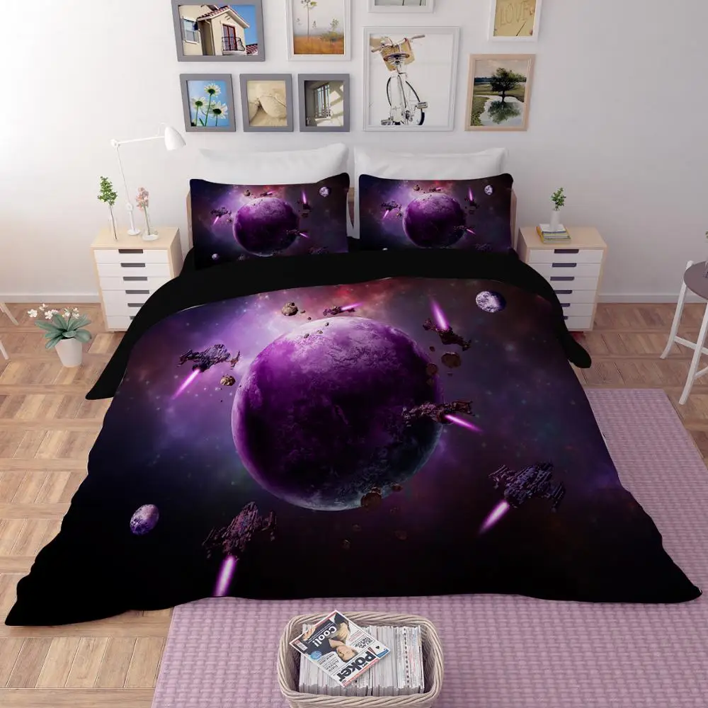 

LLANCL star celestial body Printed bedding sets Quilt/Duvet/Comforter cover Bedroom 3pcs holiday Gift all size
