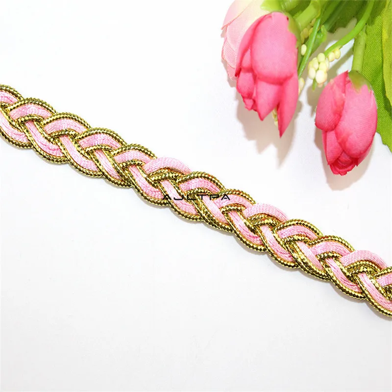 

800Yards 1.2CM Gold Braid Lace Ribbon Embroidered Trim Fabric Sewing Garment Tape DIY Organza Decoration Accessories