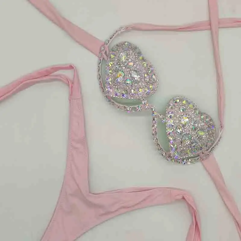 

2020 venus vacation sexy women bikini set diamond swimwear bling stones bathing suit rhinestone beachwear biquini