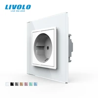 livolo eu standard screwless buckle 16a power socket plug press pull simple designcrystal glass panel ac 110250v